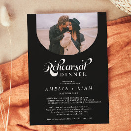 Retro-Script-Foto Schwarz-Probe-Dinner Einladung