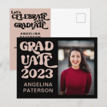 Retro-Script-Foto Schwarz & Rosa-Graduate-Party