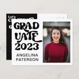 Retro-Script-Foto Schwarz & Weiß-Party Einladungspostkarte