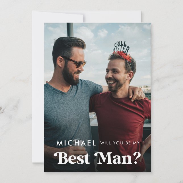 Retro-Script-Foto wird mein Trauzeuge einfach sein Ankündigung (Vorderseite)