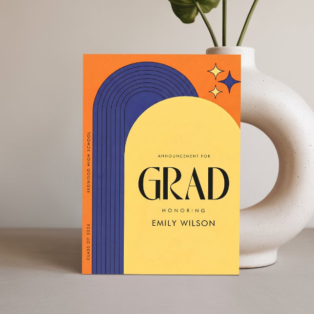 Retro Script Grad Simple Graduation Announcement Postkarte (Von Creator hochgeladen)