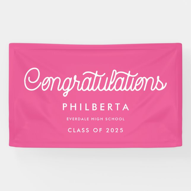Retro Script Graduation Party Glückwünsche Banner (Horizontal)