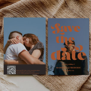 Retro-Script-Hochzeits-QR-Code Save The Date