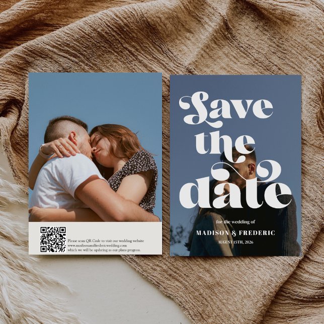 Retro-Script-Hochzeits-QR-Code  Save The Date (Von Creator hochgeladen)