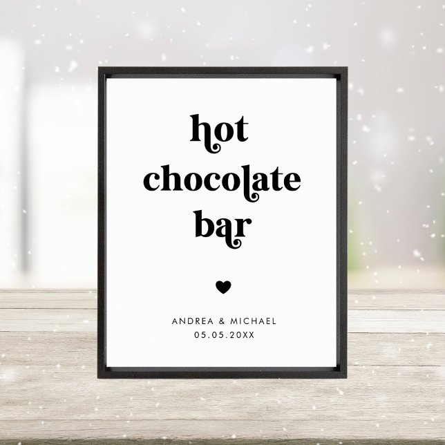 Retro Script Hot Chocolate Bar Winter Wedding Sign Poster (Von Creator hochgeladen)