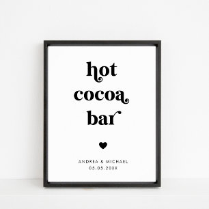 Retro Script Hot Cocoa Bar Winter Wedding Sign Poster