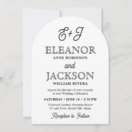 Retro Script Monogram Elegant Arched Foto Wedding Einladung