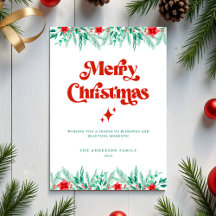 Retro Script Red & Green Frohe Weihnachten