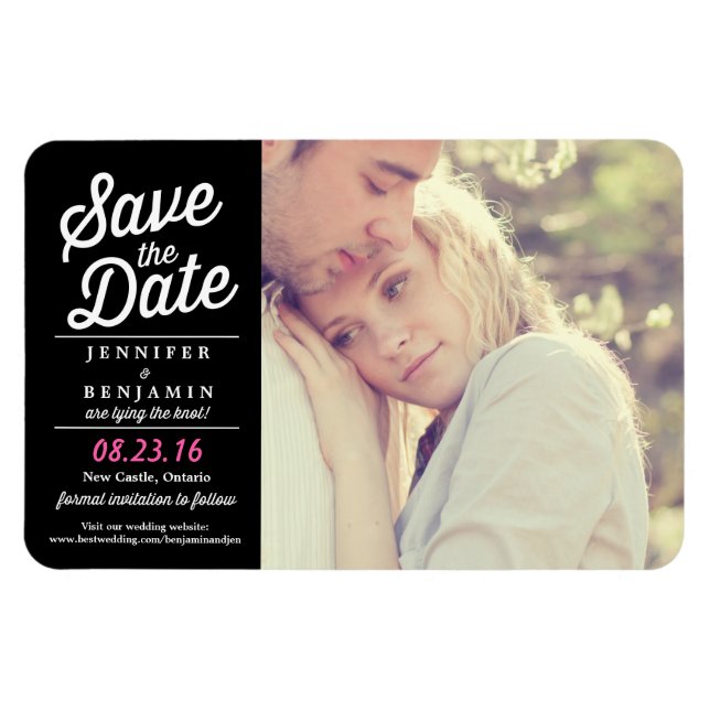 Retro Script Save the Date Foto Magnet (Horizontal)