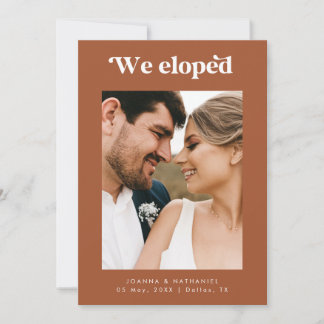 Retro-Script Terrakotta-Elopement-Ankündigung Einladung