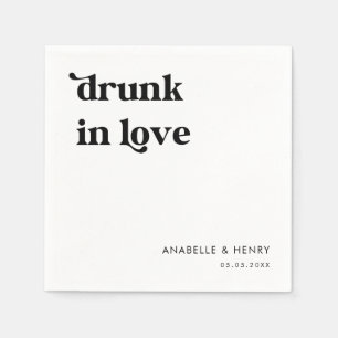 Retro Script Typografie Betrunken in Liebe Name Ho Serviette