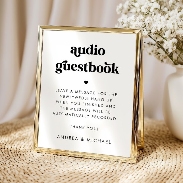 Retro Script Typografy Audio Guestbook Wedding Poster (Von Creator hochgeladen)