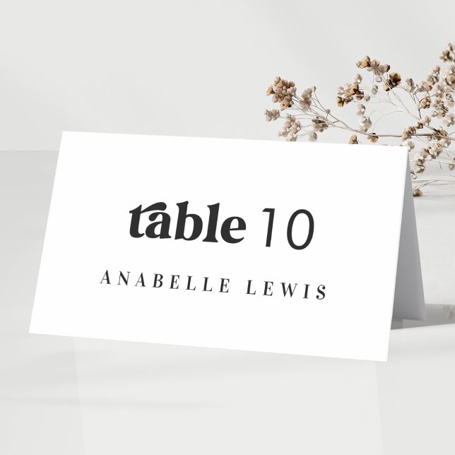Retro Script Wedding-Platzkarte mit Gast Name Tischnummer (Von Creator hochgeladen)