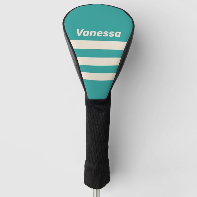Retro Sea Breeze Three Across Striping with Name Golf Headcover (Vorderseite)