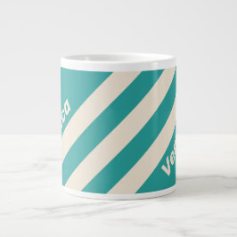 Retro Sea Breeze Three Stripes with Name Jumbo-Tasse