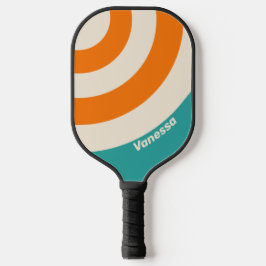 Retro Sea Breeze Vibe Circle Streifen mit Name Pickleball Schläger