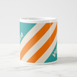 Retro Sea Breeze Vibe Stripes with Name Jumbo-Tasse