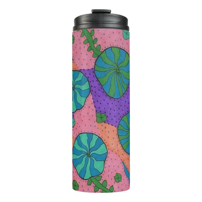 Retro Sea Garden in Orange und Lila  Thermosbecher (Vorderseite)