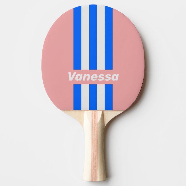 Retro Sea Kiss Pin Stripes with Name Tischtennis Schläger (Vorderseite)