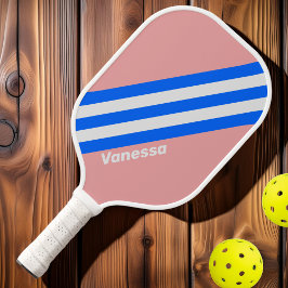 Retro Sea Kiss Streifen mit Namen Pickleball Schläger