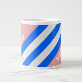 Retro Sea Kiss Stripes with Name Jumbo-Tasse