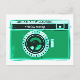 Retro Seafoam Green Camera Fotogeschäft Postkarte