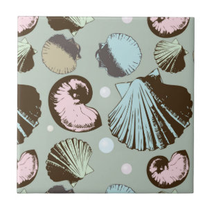 Retro Seashell-Muster Fliese