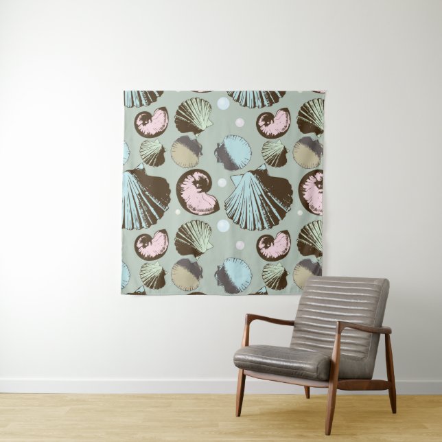 Retro Seashell-Muster Wandteppich (Beispiel (Horizontal))
