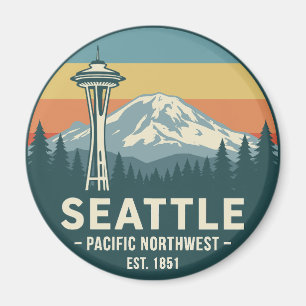 Retro Seattle Pazifischer Nordwesten Mt. Rainier Magnet