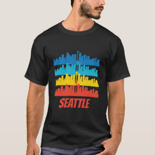 Retro Seattle WA Skyline-Pop-Kunst T-Shirt