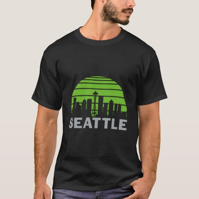 Retro Seattle Washington Skyline Sea Graphic T-Shirt (Vorderseite)