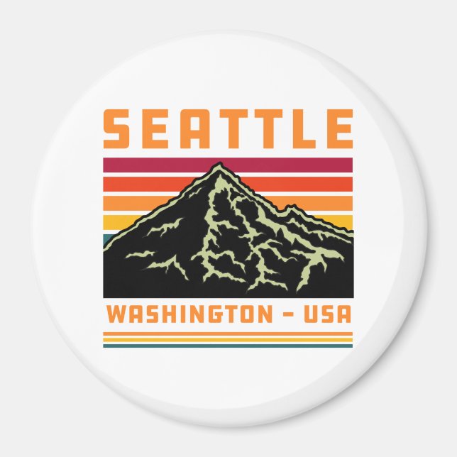 Retro Seattle Washington Staat Souvenir Mountain Magnet (Vorne)