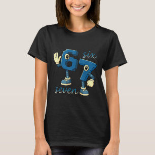 Retro Sechs Sieben Zahl Meme Brainrot Geschenk für T-Shirt