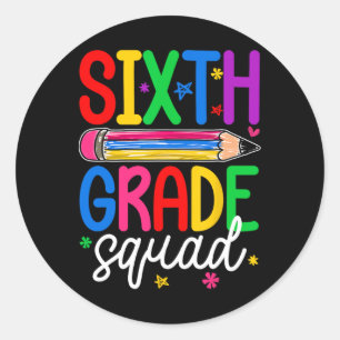 Retro-Sechstklässler-Crew erster Schultag Jungen G Runder Aufkleber