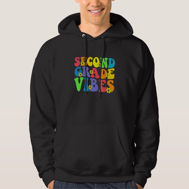 Retro second 2nd grade vibes back to school teache hoodie (Vorderseite)