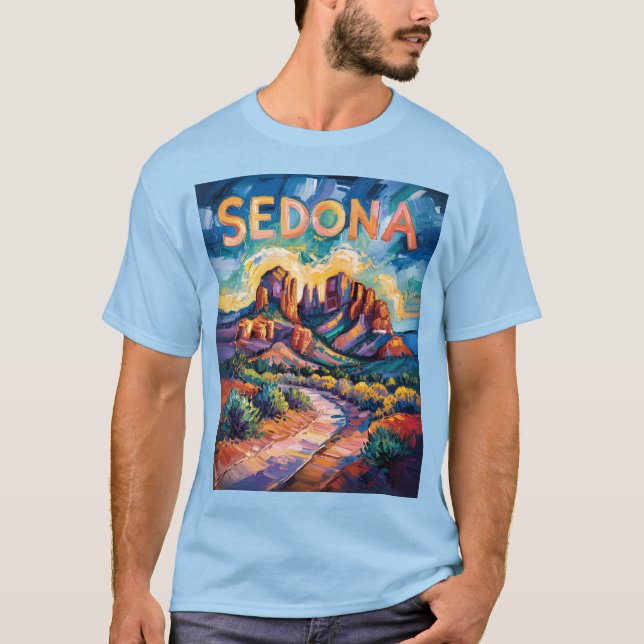 Retro Sedona Arizona Wandern neben dem Wasser T-Shirt (Vorderseite)