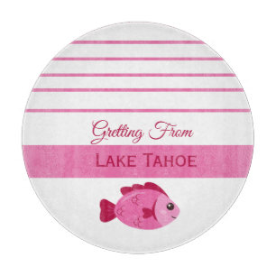 Retro-Seelandschaft-Abenteuer Rosa Fisch Vintage-D Schneidebrett