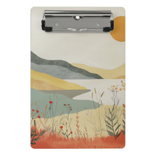 Retro-Seelandschaft Sonnenuntergang Terrakotta-Sag Mini Klemmbrett
