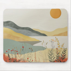 Retro-Seelandschaft Sonnenuntergang Terrakotta Sal Mousepad