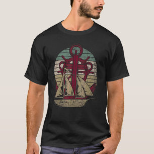 Retro-Segelboot-Anker-Segler-Kapitän-Skipper-Segel T-Shirt