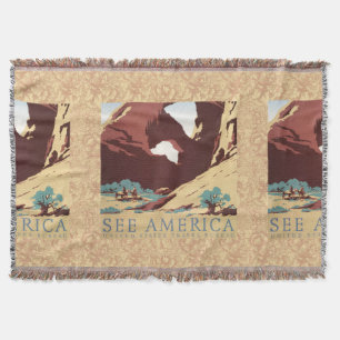 Retro-Sehen-Amerika-Western-Cowboys-Wüste-Bogen-WP Decke