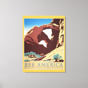 Retro-Sehen-Amerika-Western-Cowboys-Wüste-Bogen-WP Leinwanddruck