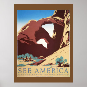 Retro-Sehen-Amerika-Western-Cowboys-Wüste-Bogen-WP Poster