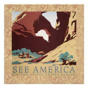 Retro-Sehen-Amerika-Western-Cowboys-Wüste-Bogen-WP Poster
