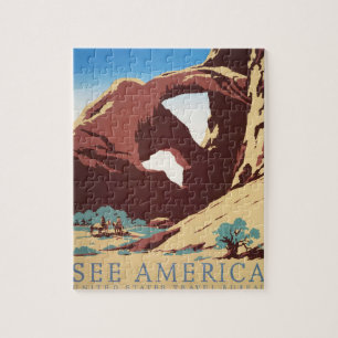 Retro-Sehen-Amerika-Western-Cowboys-Wüste-Bogen-WP Puzzle