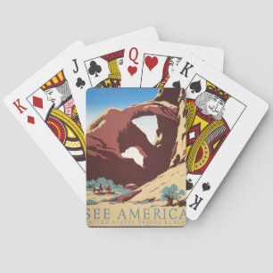 Retro-Sehen-Amerika-Western-Cowboys-Wüste-Bogen-WP Spielkarten