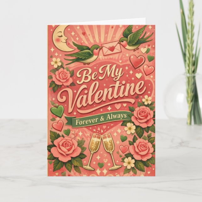 Retro sei mein Valentinsbrauch Custom Karte (Vorderseite)