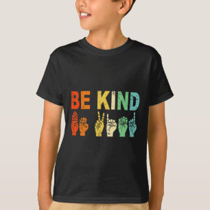 Retro Seid nette Hand Zeichen ASL Autismus Bewusst T-Shirt