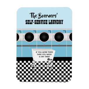 Retro-Selbstbedienungswäscherei, die sie die Arbei Magnet