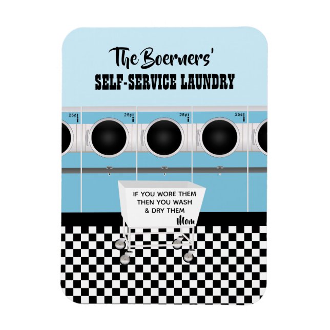 Retro-Selbstbedienungswäscherei, die sie die Arbei Magnet (Vertikal)